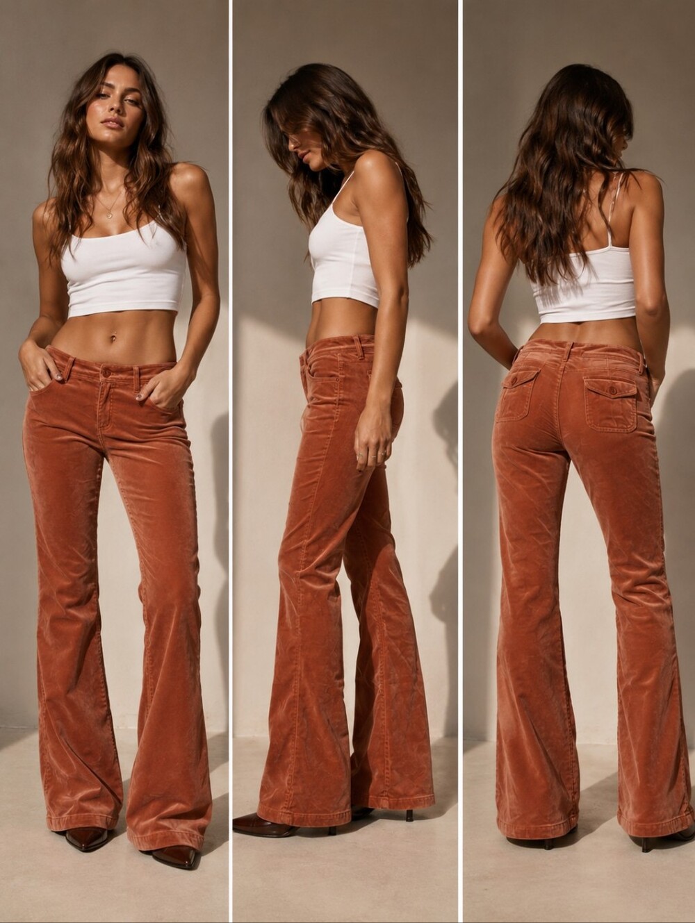 ❤️ JUICY COUTURE VINTAGE Y2K CAMEO VELVET FLARE DUSTY ROSE JEANS, 6 (28)